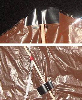 Make a barn-door kite - spars taped down